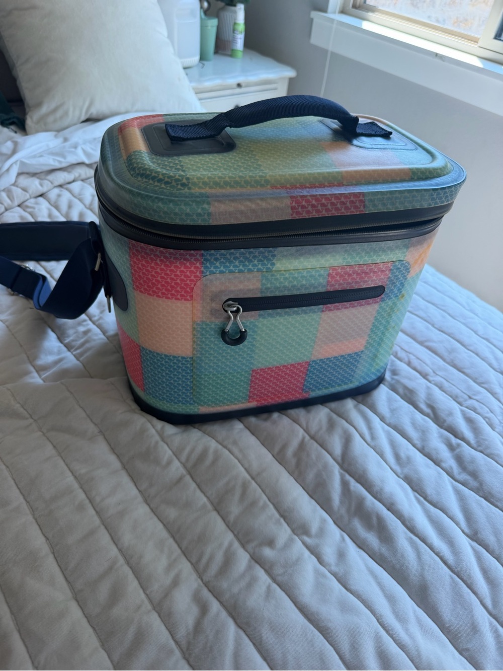 Vineyard Vines Multicolor Patchwork Cosmetic Case - Blue, Pink, Green